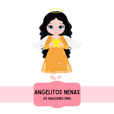 Cliparts + papeles digitales - angelitos niñas