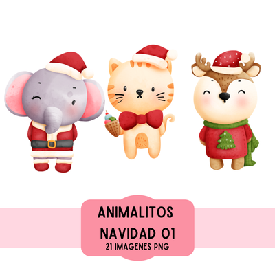 Cliparts + papeles digitales - navidad animalitos 01