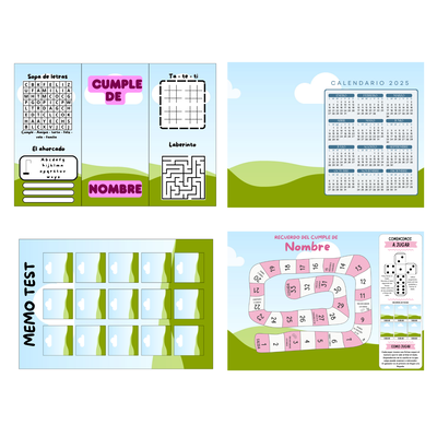 Moldes Editables En Canva Souvernirs Calendario Juegos Libro triptico tateti