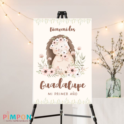 kit imprimible textos editables - ANIMALITOS - FLORAL PUERCOESPIN