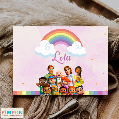 kit imprimible personalizado - COCOMELON rosa