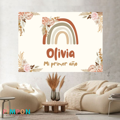 banner imprimible digital 2x1,5 mts -  arcoiris boho 3