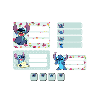 etiquetas escolares editables - stitch 