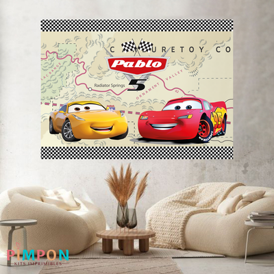 banner imprimible digital 2x1,5 mts - cars