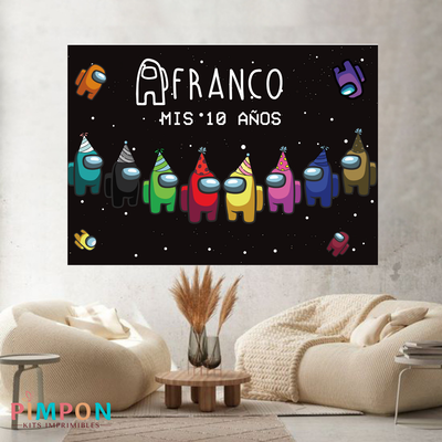 banner imprimible digital 2x1,5 mts - among us