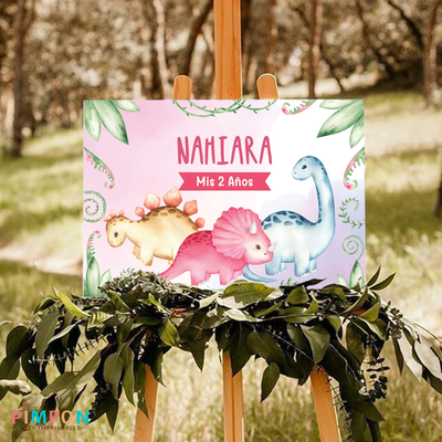 kit imprimible personalizado - DINOSAURIOS ACUARELA MOD. 1 ROSA