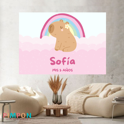 banner imprimible digital 2x1,5 mts -  capibara ARCOIRIS