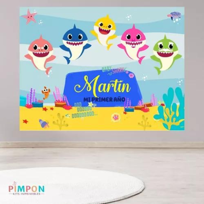 banner imprimible digital 2x1,5 mts - BABY SHARK