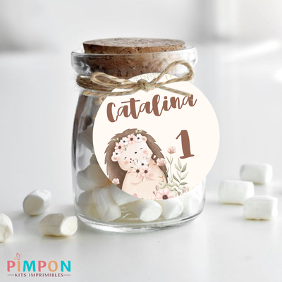 kit imprimible textos editables - ANIMALITOS - FLORAL PUERCOESPIN
