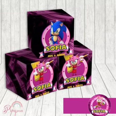 kit imprimible textos editables - SONIC - AMY ROSE