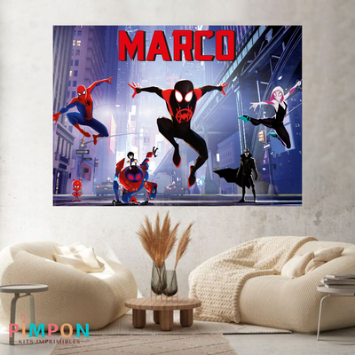 banner imprimible digital 2x1,5 mts - spiderverse - spiderman