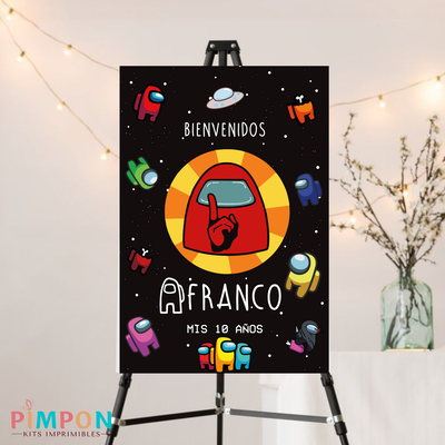 kit imprimible textos editables - among us