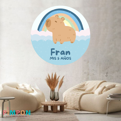 banner imprimible digital 1,20 mts -  capibara ARCOIRIS