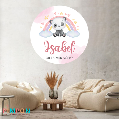 banner imprimible digital 1,20 mts - panda arcoiris