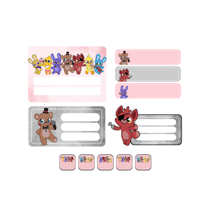 etiquetas escolares editables - five nights at freddy chibi rosa