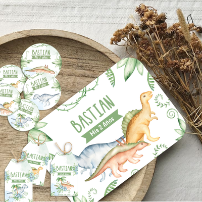 kit imprimible textos editables - DINOSAURIOS ACUARELA MOD. 1 