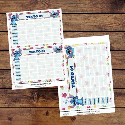 etiquetas escolares editables - stitch 