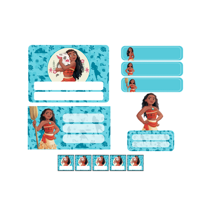 etiquetas escolares editables - moana celeste