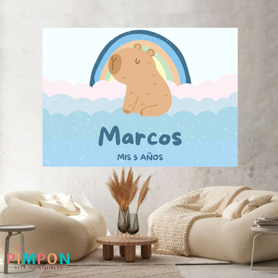 banner imprimible digital 2x1,5 mts -  capibara ARCOIRIS