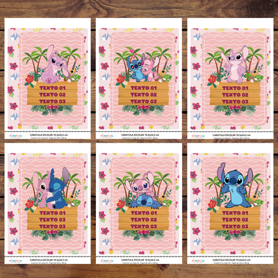 etiquetas escolares editables - stitch y angela rosa