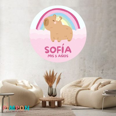 banner imprimible digital 1,20 mts -  capibara ARCOIRIS