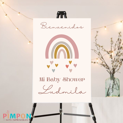 kit imprimible textos editables - ARCORIS BOHO 4 ROSA