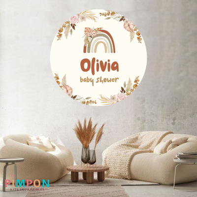 banner imprimible digital 1,20 mts - arcoiris boho 3