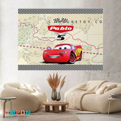 banner imprimible digital 2x1,5 mts - cars