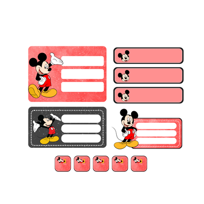etiquetas escolares editables - mickey mouse