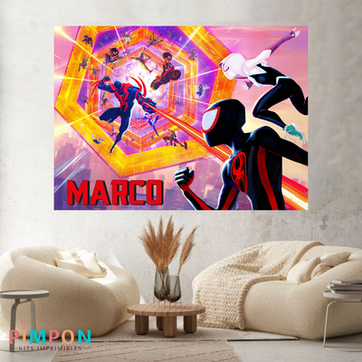 banner imprimible digital 2x1,5 mts - spiderverse - spiderman