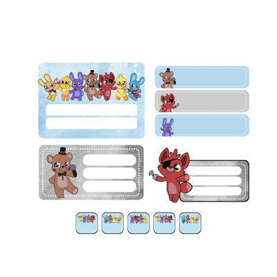 etiquetas escolares editables - five nights at freddy chibi celeste