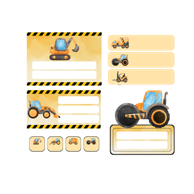 etiquetas escolares editables - construccion