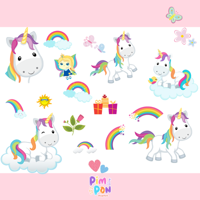 cliparts + papeles digitales - unicornio coleccion 13