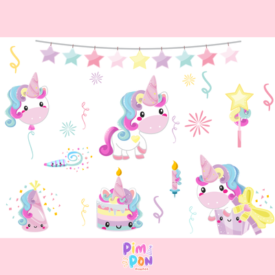 cliparts + papeles digitales - unicornio coleccion 12