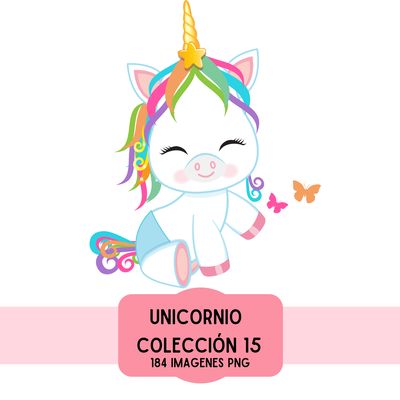 cliparts + papeles digitales - unicornio coleccion 15