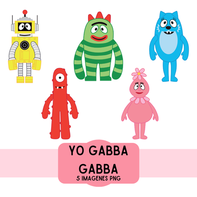 cliparts + papeles digitales - yo gabba gabba