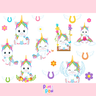 cliparts + papeles digitales - unicornio coleccion 15