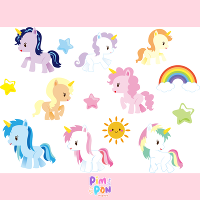 cliparts + papeles digitales - unicornio coleccion 16