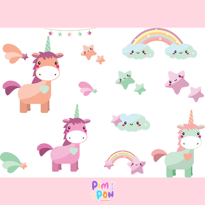 cliparts + papeles digitales - unicornio coleccion 19
