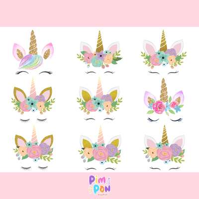 cliparts + papeles digitales - unicornio coleccion 20