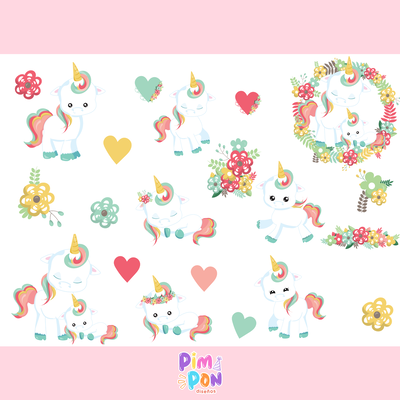 cliparts + papeles digitales - unicornio coleccion 14