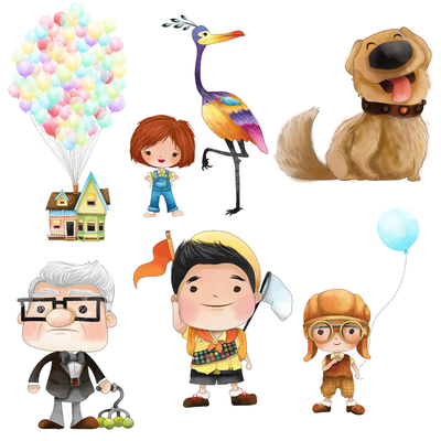 cliparts + papeles digitales - UP una aventura de altura acuarela