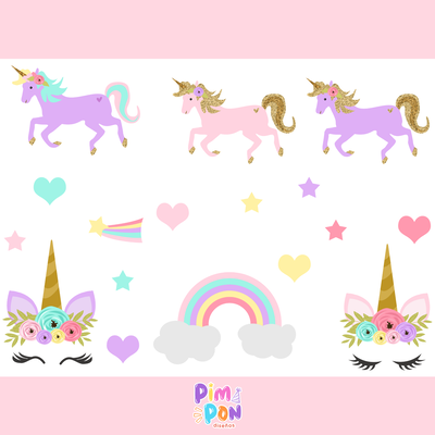 cliparts + papeles digitales - unicornio coleccion 17