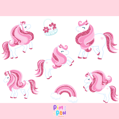 cliparts + papeles digitales - unicornio coleccion 18