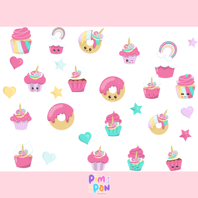 cliparts + papeles digitales - unicornio coleccion 21