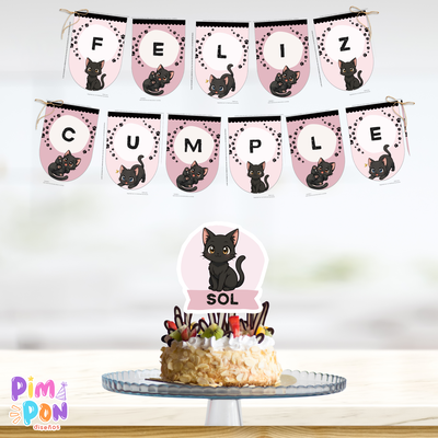 kit imprimible textos editables - gatitos mod 3 rosa