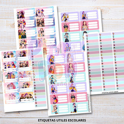 Kit Imprimible Etiquetas Escolares - Huntrix Guerreras K-pop
