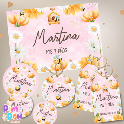 kit imprimible personalizado - abejas rosa
