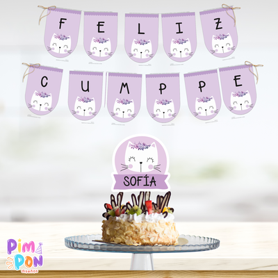 kit imprimible personalizado - gatitos mod 4 violeta