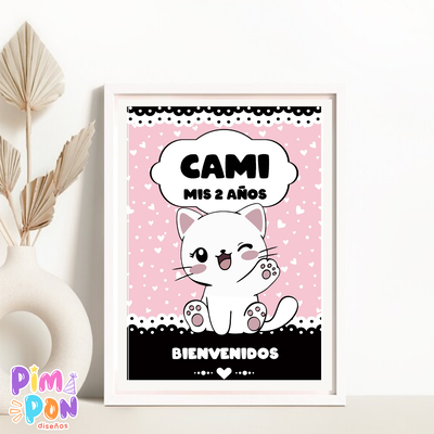 kit imprimible personalizado - gatitos mod 2 rosa